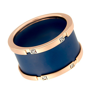 Кольцо из серебра с керамикой, циркониями и золочением