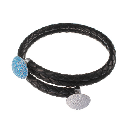 Браслет декоративный из серебра с кожей