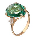 Кольцо из красного золота с кварцем, фианитом