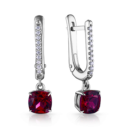 Серьги с английским замком из белого золота с бриллиантами