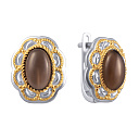 Серьги из серебра с раухтопазом