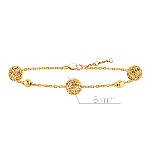 Браслет декоративный из желтого золота, плетение якорное