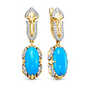 Серьги из желтого золота с бриллиантами, бирюзой