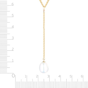 Колье из желтого золота с жемчугом, плетение якорное