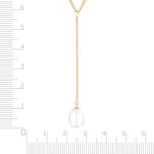 Колье из желтого золота с жемчугом, плетение якорное