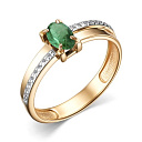Кольцо из красного золота с бриллиантами, изумрудом