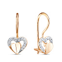 Серьги с французским замком из красного золота с фианитами