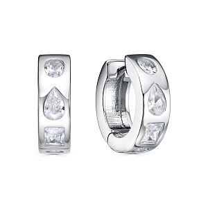 Серьги с английским замком из серебра с фианитами