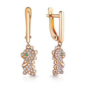 Серьги детские из серебра с фианитом и золочением