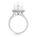 Кольцо из серебра с жемчугом, фианитом