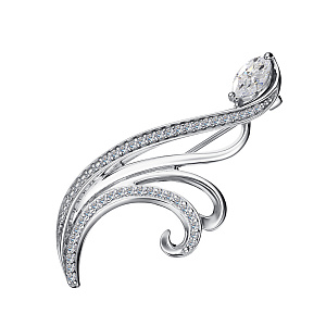 Брошь из серебра с фианитами