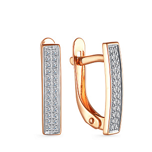 Серьги с английским замком из красного золота с бриллиантами