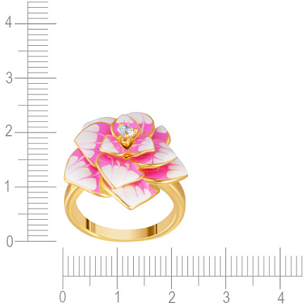 Кольцо из серебра с фианитом, эмалью