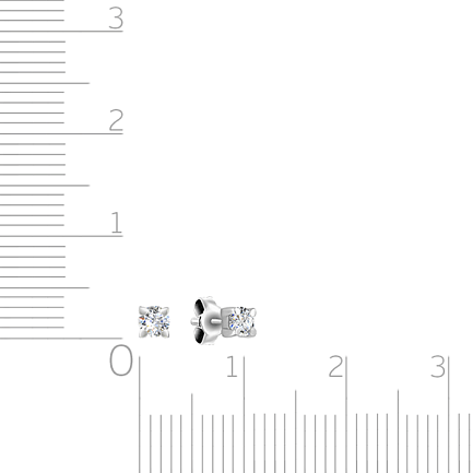 Пусеты из белого золота с фианитом