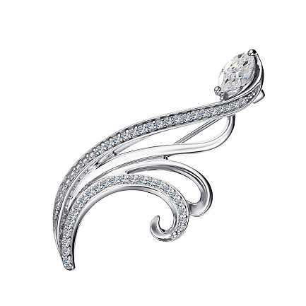 Брошь из серебра с фианитами