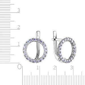 Серьги с английским замком из серебра с фианитом