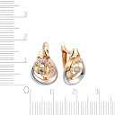 Серьги с английским замком из красного золота с фианитом