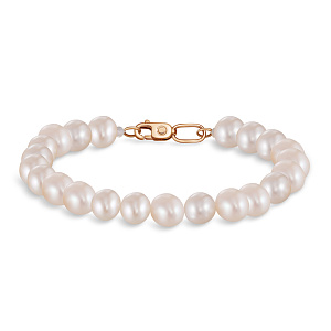 Браслет декоративный из красного золота с жемчугом