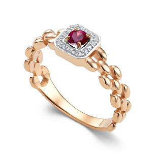 Кольцо из красного золота с бриллиантом