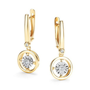 Серьги с английским замком из желтого золота