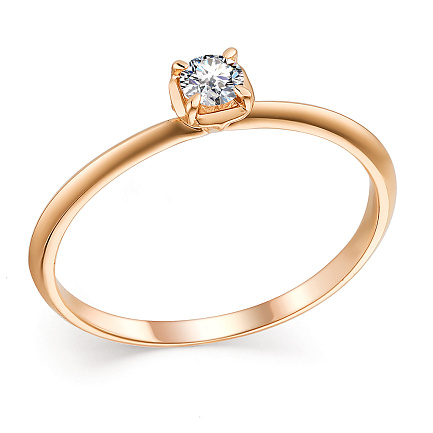 Кольцо из красного золота с бриллиантом