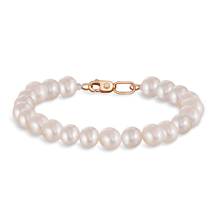 Браслет декоративный из красного золота с жемчугом