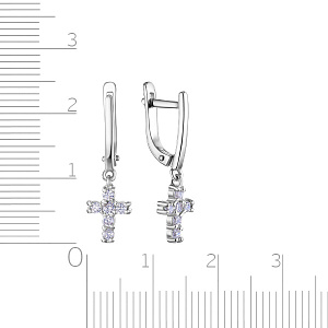 Серьги с английским замком из серебра с фианитом