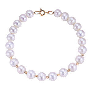 Браслет декоративный из красного золота с жемчугом