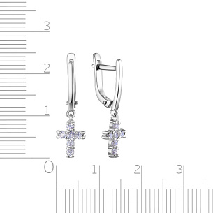 Серьги с английским замком из серебра с фианитом