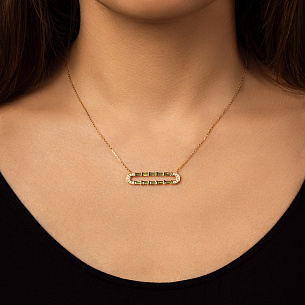 Колье из желтого золота с хризолитом