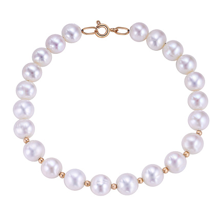 Браслет декоративный из красного золота с жемчугом