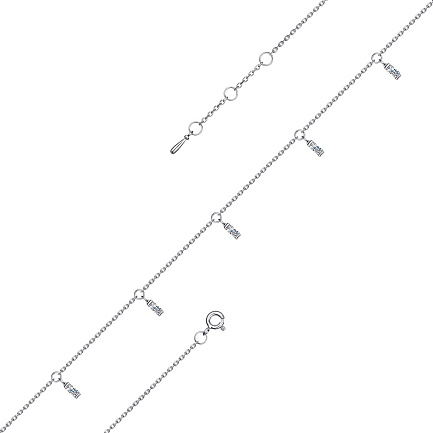 Браслет декоративный из серебра с фианитами