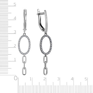 Серьги с английским замком из белого золота с фианитом