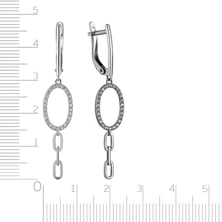 Серьги с английским замком из белого золота с фианитом