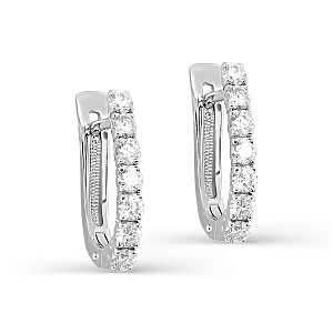 Серьги с английским замком из белого золота с бриллиантами