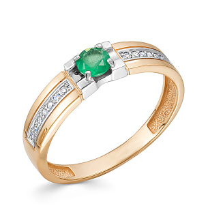 Кольцо из красного золота с изумрудом