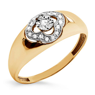 Кольцо из желтого золота с бриллиантами