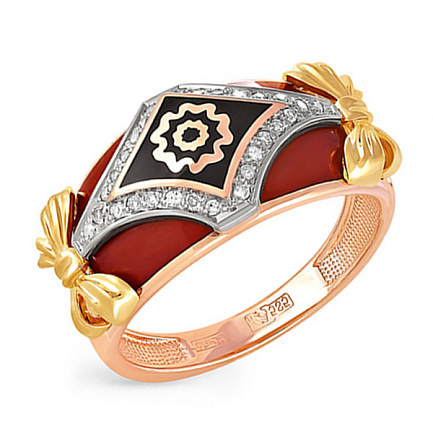 Кольцо из красного золота с бриллиантами