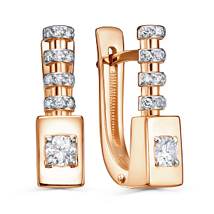 Серьги с английским замком из красного золота с бриллиантами