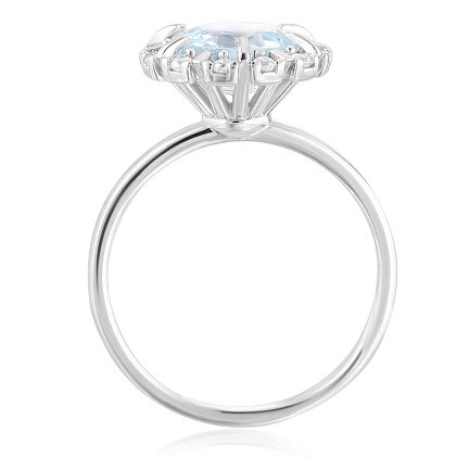 Кольцо из серебра с топазом, фианитом