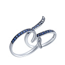 Кольцо из белого золота с бриллиантами, сапфирами