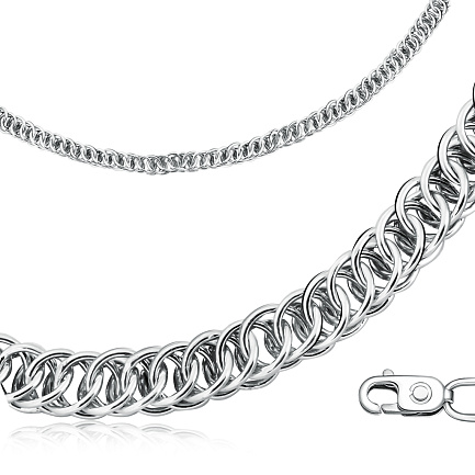 Цепь ручной работы из серебра, плетение персидское