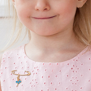 Булавка детская из красного золота с фианитом