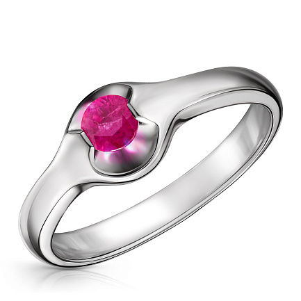 Кольцо из белого золота с рубином