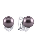 Серьги из белого золота с бриллиантами, жемчугом