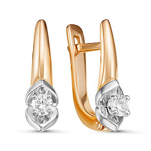 Серьги из красного золота с бриллиантом