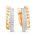 Серьги с английским замком из красного золота с фианитами