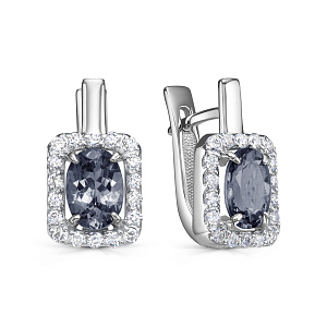 Серьги с английским замком из белого золота с бриллиантами