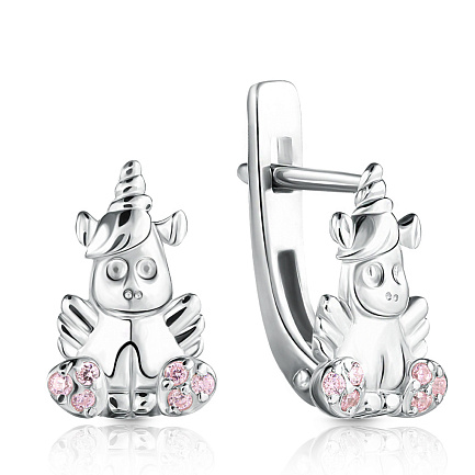 Серьги детские из серебра с фианитом