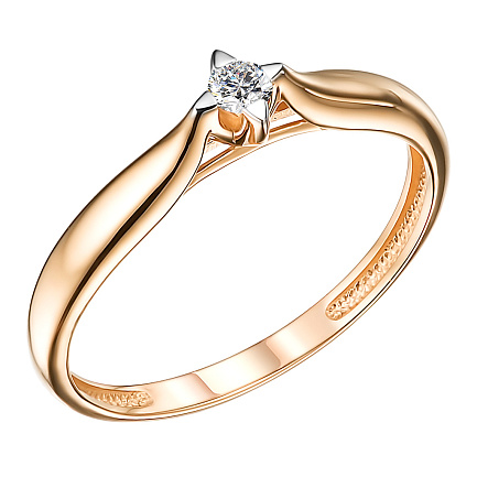 Кольцо из красного золота с бриллиантом